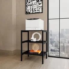 Mesa escrivaninha industrial de apoio multiuso-Preto/Preto