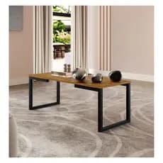 Mesa De Centro Decoração Sala Estar Quarto Estilo Industrial Madeira Preto