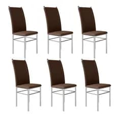 Kit Conjunto 6 Cadeiras Sala Jantar Mesa Cozinha Estofada Cromada Alumínio Avulsa Resistente Moderna