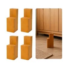 Kit 4 Pés Móveis Madeira Maciça Para Guarda Roupa Roupeiro 4 Unidades Cor Mel