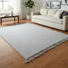 Tapete Cinza 2,00 X 1,50 Sala Quarto Artesanal Algodão Liso