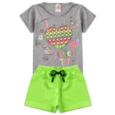 Conjunto Feminino Infantil Verão, com estampa Pop It Tam 1 ao 14 anos