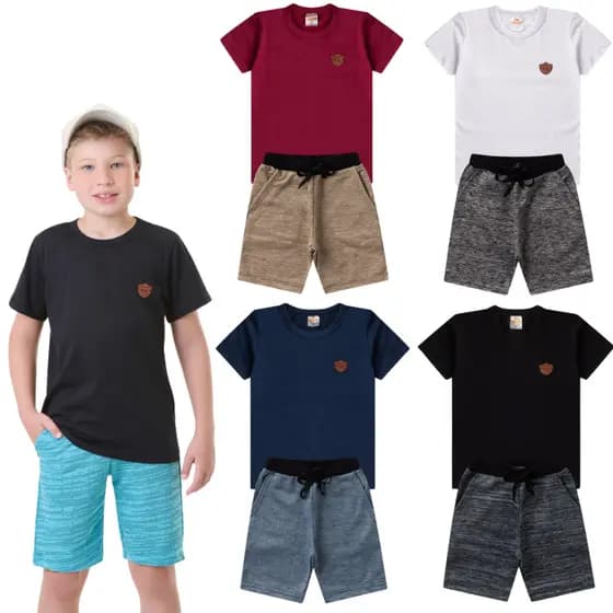 Kit 3 Conjuntos Sortidos Masculinos infantil verão 1 ao 14 anos