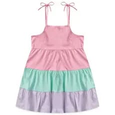 Vestido Infantil Três Marias Candy Color - Tam 1 a 10 anos.