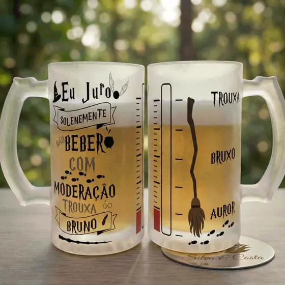Caneca de Chopp Harry Potter 475ml Vidro Jateado Presente Amigos Mozão