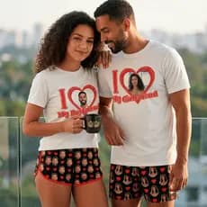 Conjunto I Love Personalizado para Casal - Pijama com Sua Foto, Momentos Únicos