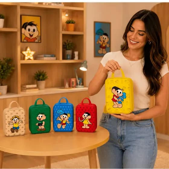 Kit 10 Maleta Slim para aniversario e lembrancinha Tema Turma da Mônica