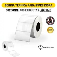 Rolo Etiqueta Adesiva 50x50mm 5x5cm (1 coluna) Impressora  Térmica 10 Metros 400 Etiquetas