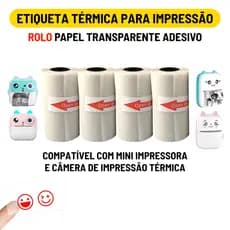 Rolo Etiqueta Térmica Adesiva Transparente 57mm Bobina Para Mini Impressora Portátil