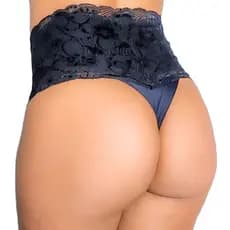 Kit 5 Calcinha cinta fio modeladora reduz cós alto reduz medidas cinta renda micro fibra reduz