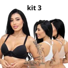 Kit PROMOÇÃO 3 sutiã reforçado nadador com fecho na frente - Lafar