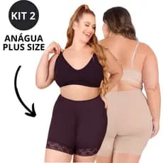 Kit de 2 Short Anágua Plus Size Básico de Microfibra Shortinho Evita Atrito entre a Pele Meia Perna