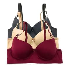 Kit 3 Sutiã Plus Size Casual de Bojo Reforçado com Aro Sutiã Plus Size Alça Reforçada de Microfibra