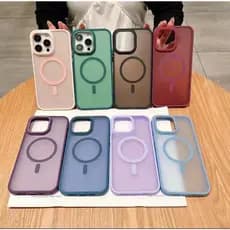 T Capa de Celular com Magsafe Fosco Colorido com Alto Relevo nas Cameras para iphone 11/12/13