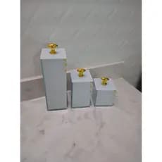 Porta escova Porta cotonete Porta algodão Branco/dourado