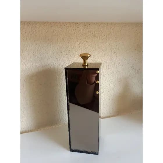 Porta escova Bronze puxador dourado