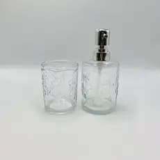 Kit Banheiro 2 Peças New Butterfly em Vidro – Transparente com Relevo Floral - Lyor