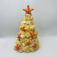 Árvore de Natal em Resina com Conchas e Estrela do Mar 32,5x10,5cm