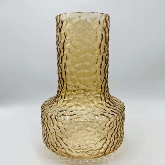 Vaso em Vidro com textura base redonda na cor âmbar G 25x17cm