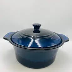 Panela com Tampa em Cerâmica Azul 30x24cm