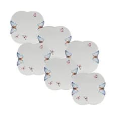 Conjunto 6 Pratos Rasos de Porcelana Borboletas 24cm