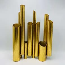 Vaso Decorativo em Metal Dourado Tubos Geométricos 37x26,5x7,5cm