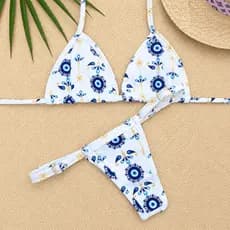 Biquíni Fita Estampado Fio Dental Sem Bojo Confortável Moda Praia Feminina