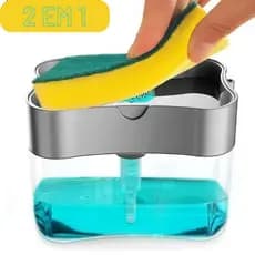 Dispenser Para Detergente Sabao 2x1 Detergente Suporte Porta Bucha Esponja Compacto mais Esponja
