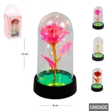 Rosa Encantada com Luz LED- Luminária