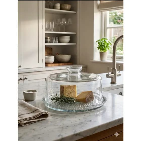 Vitazza Queijeira de Vidro Transparente - Design Sofisticado e Conserva Sabor, Fácil de Limpar