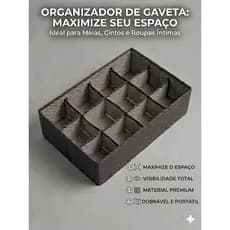 Organizador de Gavetas Colmeia 12 Divisórias Dobrável TNT com Zíper - Ideal para Meias, Cuecas e Calcinhas