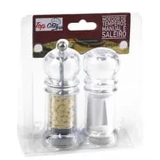 Kit Moedor de Tempero Plastico 10cm com Saleiro