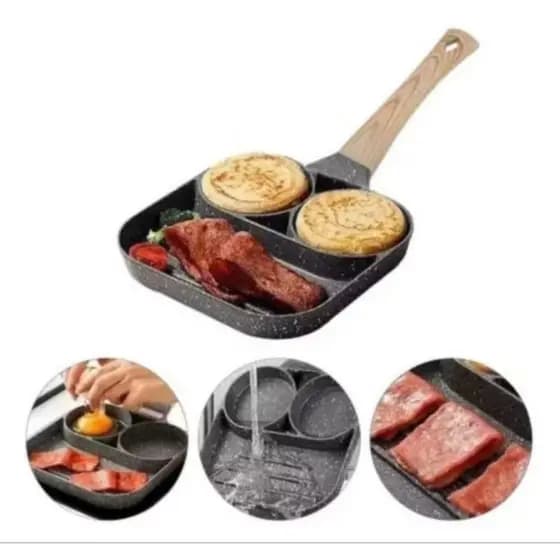 Frigideira Multifuncional 3 em1 AntiaderenteDivisórias para Ovos, Carnes e Legumes