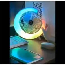 Mini Ventilador de Mesa Silencioso PortatilDesktop Colorido Led Colorida RGB Vento Fresco