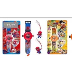 Relógio Homem Aranha Projetor Imagens + Chaveirosinfantil
