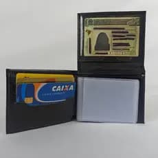 Carteira Masculina Pequena em L Couro Legitímo Compacta Cartões CNH Cédulas Moedas - Envio Imediato