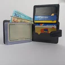 Carteira Luxo Masculina Botão Couro Legítimo Compacta Cartões CNH Cédulas Moedas - Envio Imediato