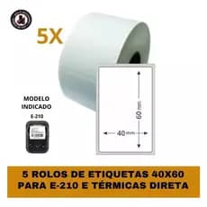 Etiqueta Térmica Para Impressora E210 ou PT260 - 40x60 - 600unidades
