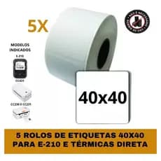 5 Rolos De Etiqueta Térmica Para Impressora E210 - 40x40