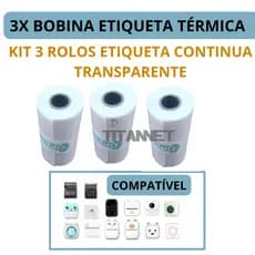 Etiqueta Adesiva Transparente Mini Impressora Gatinho 3 unidades