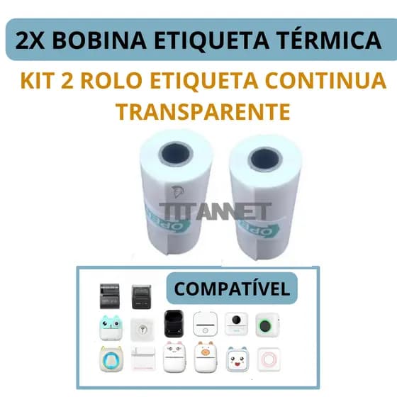 Etiqueta Adesiva Transparente Mini Impressora Gatinho 2un