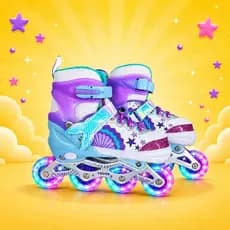 Patins Sereia Inline Roller Tamanho Ajustavel com Led Em Todas Rodinhas + Bolsa!
