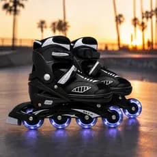Patins Semi Profissional Roller Inline New com Rodinhas de LED - Tamanho Ajustável / Regulável