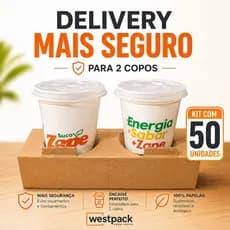 Suporte De Papelão Para 1 Copo Delivery Lanchonete 50 Un Duplo Encaixe Westpack