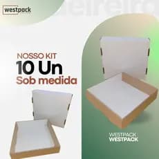 Kit 10 Caixas Para Salgados E Doces Quadrada Branca Com Tampa Pizza Embalagem