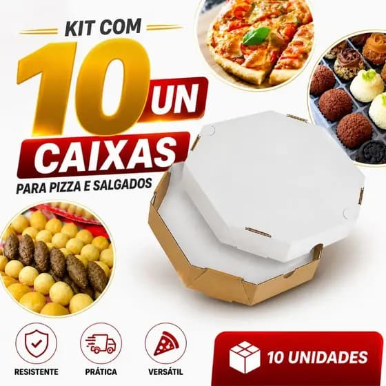 Kit 10 Unidades Caixa Pizza Salgados Doces Padaria 35cm Papelão