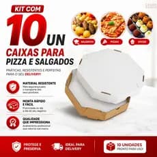 Kit 10 Unidades Embalagem Para Pizza 35 Atacado Papelão Coxinha Branco