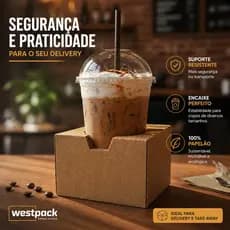 Kit 100 Porta Copos Suportes De Papelão Para 1 Copo Delivery Bebidas