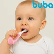 Escova de Dente Buba Higiene Bucal Bebê Menina Escovinha Rosa