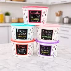 Kit Mantimentos Cozinha Jogo De 5 Potes Decoração Cozinha